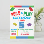 建物ブロックボーイ5th誕生日おもちゃ 招待状 (スタンド正面)