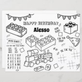 建物ブロック誕生日カラーリングページパーティーの好意 (正面/裏面)