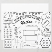 建物ブロック誕生日カラーリングページパーティーデコ (正面/裏面)