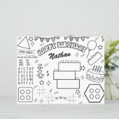 建物ブロック誕生日カラーリングページパーティーデコ (スタンド正面)