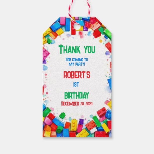 建物ブロック誕生日ギフトラベル 子供へ ギフトタグ (正面)