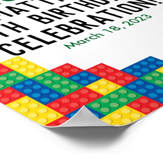 建物ブロック誕生日パーティー歓迎ポスター ポスター (角)