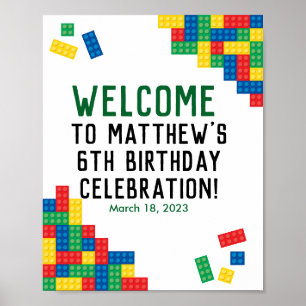 建物ブロック誕生日パーティー歓迎ポスター ポスター