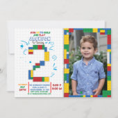 建物ブロック誕生日ブリック2年招待状 招待状 (正面)