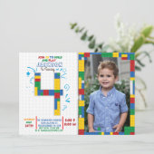 建物ブロック誕生日ブリック4年招待状 招待状 (スタンド正面)