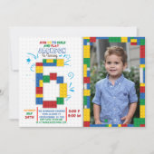 建物ブロック誕生日ブリック6年招待状 招待状 (正面)