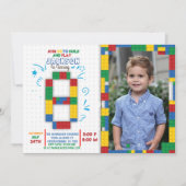 建物ブロック誕生日ブリック8年招待状 招待状 (正面)