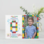 建物ブロック誕生日ブリック8年招待状 招待状 (スタンド正面)