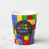 建物ブロック誕生日ボーイブリック紙カップ 紙コップ (正面)