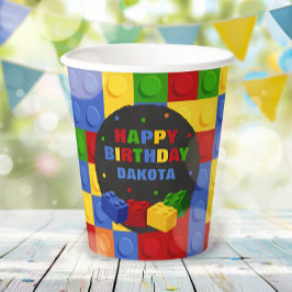 建物ブロック誕生日ボーイブリック紙カップ 紙コップ