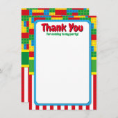 建物ブロック誕生日レンガパーティーベビーシャワー サンキューカード (正面/裏面)