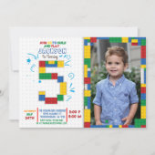 建物ブロック誕生日レンガ5年 招待状 (正面)