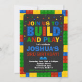 建物ブロック誕生日招待状ブリックパーティー 招待状 (正面)