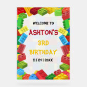 建物ブロック誕生日招待状、ボーイズ誕生日 アクリルサイン (正面)