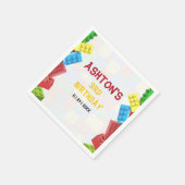 建物ブロック誕生日招待状、ボーイズ誕生日 スタンダードカクテルナプキン (角)