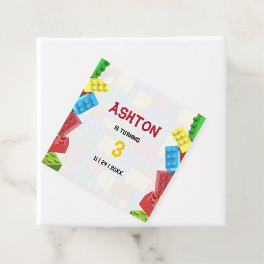 建物ブロック誕生日招待状、ボーイズ誕生日 フェイバータグ (インサイチュ)