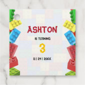 建物ブロック誕生日招待状、ボーイズ誕生日 フェイバータグ (正面)