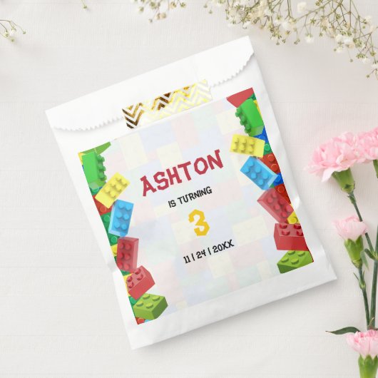 建物ブロック誕生日招待状、ボーイズ誕生日 フェイバーバッグ (封をした状態)