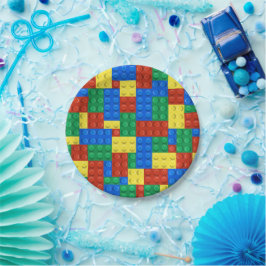 建物ブロック誕生日招待状、ボーイズ誕生日 ペーパープレート