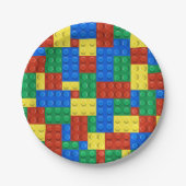 建物ブロック誕生日招待状、ボーイズ誕生日 ペーパープレート (正面)