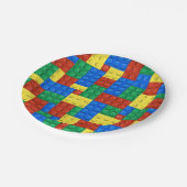 建物ブロック誕生日招待状、ボーイズ誕生日 ペーパープレート (アングル)