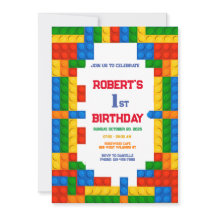 建物ブロック誕生日招待状、建物