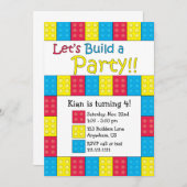 建物ブロック誕生日招待状 招待状 (正面/裏面)