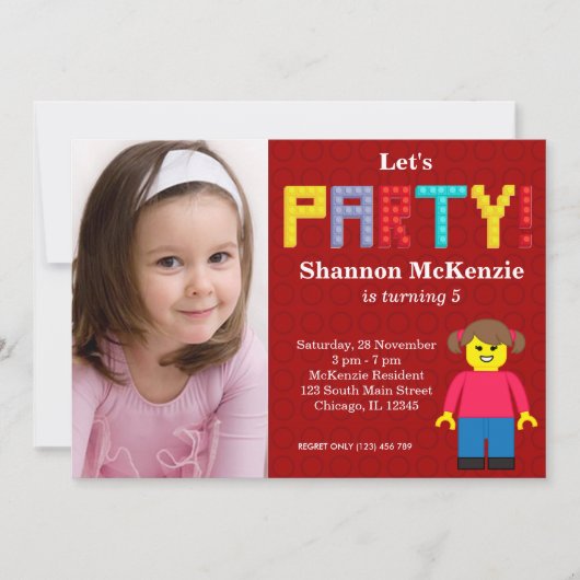 建物ブロック誕生日 招待状 (正面)