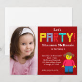 建物ブロック誕生日 招待状 (正面/裏面)