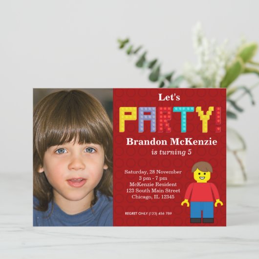 建物ブロック誕生日 招待状 (スタンド正面)