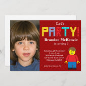 建物ブロック誕生日 招待状 (正面/裏面)