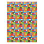 建物ブロック赤ブルー緑オレンジ色のコットンダイニング テーブルクロス (正面)