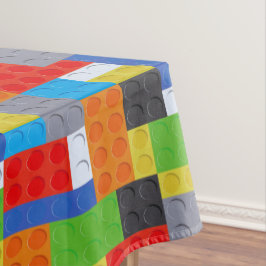 建物ブロック赤ブルー緑オレンジ色のコットンダイニング テーブルクロス