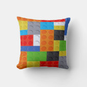 建物ブロック赤青緑色イエローオレンジ クッション (正面)