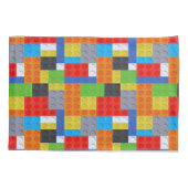 建物ブロック赤青緑色イエローオレンジ 枕カバー (裏面)