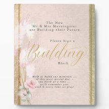 建物ブロック金ゴールド赤面パンパスグラス