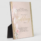 建物ブロック金ゴールド赤面パンパスグラス フォトプラーク (側面)