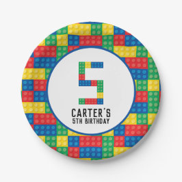 建物ブロック5番目の誕生日紙プレート ペーパープレート