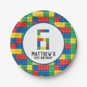 建物ブロック6番目の誕生日紙プレート ペーパープレート (正面)