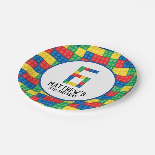 建物ブロック6番目の誕生日紙プレート ペーパープレート (アングル)