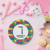 建物ブロック7番目の誕生日紙プレート ペーパープレート (パーティー)