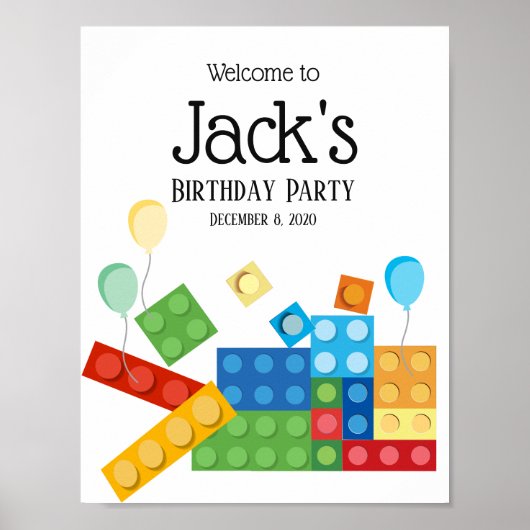 建物ブロック,ブロック,おもちゃレンガのウェルカムサイン ポスター (正面)