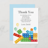 建物ブロック、ブロック、おもちゃレンガサンキューカード 招待状 (正面/裏面)