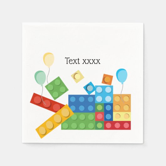 建物ブロック，ブロック，おもちゃレンガ スタンダードカクテルナプキン (正面)