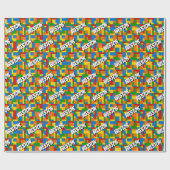 建物ブロ数々のック色の名前をカスタムするギフトラップ ラッピングペーパー (フラット)