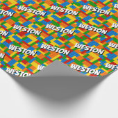 建物ブロ数々のック色の名前をカスタムするギフトラップ ラッピングペーパー (角)