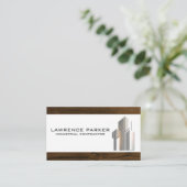 建物メタリックロゴ | 木製トリム 名刺 (スタンド正面)