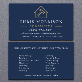 建物モダン建築ネイビーブルー金ゴールド 名刺