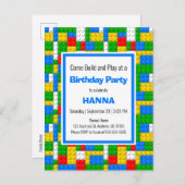 建物レンガ建築玩具テーマ インビテーションポストカード (正面/裏面)