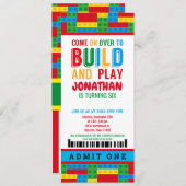 建物レンガ誕生日パーティーの招待 招待状 (正面/裏面)